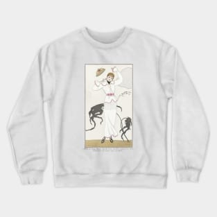 Robe de Drap Blanc Fashion Illustration by George Barbier Crewneck Sweatshirt